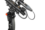 CB1 XLR-3F connector box with port panel and two cables, attached to grip handle.