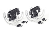 Pair Duo-Lyre 72 suspension mounts: black bracket, white cables, screws