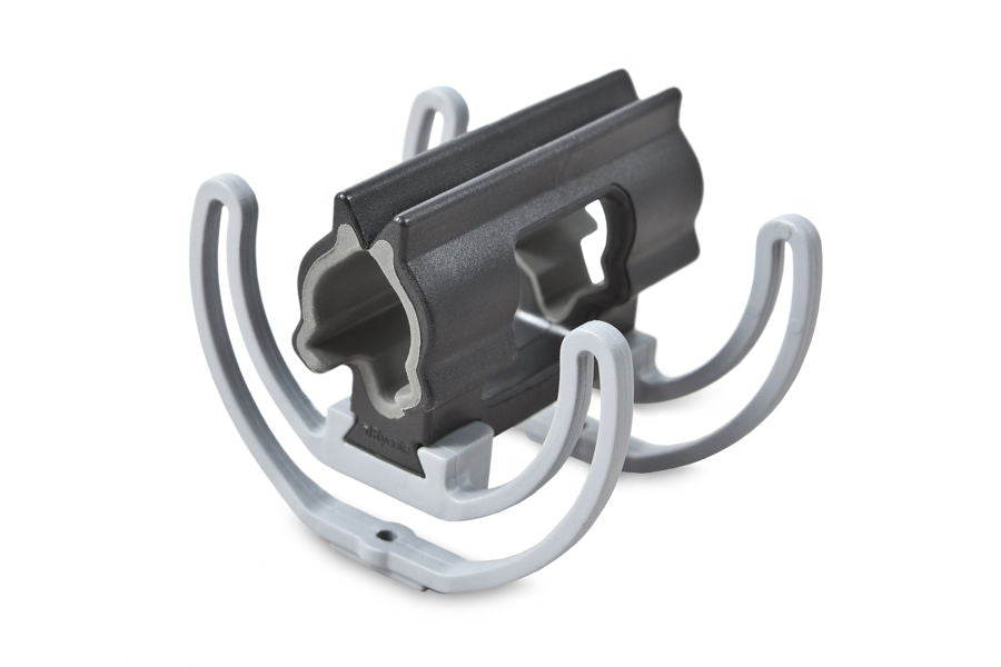 Duo-Lyre 72 suspension mount with black bracket and white curved cables