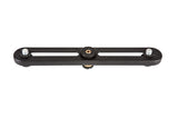 Bară neagră cu șuruburi și două suporturi lyre pentru microfon shotgun 19/25mm