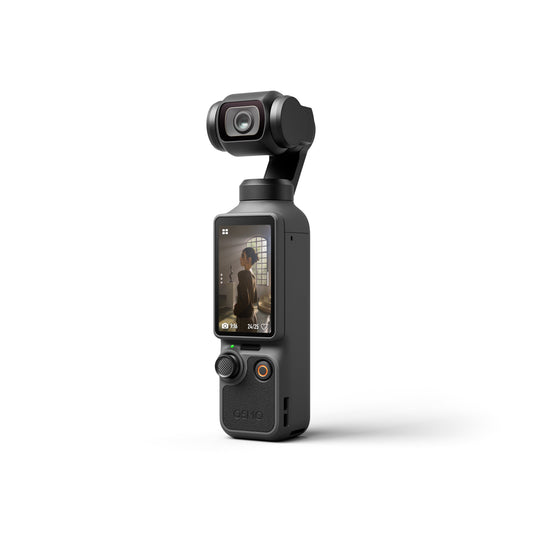 Cameră de acțiune DJI cu ecran tactil și corp compact, obiectiv frontal, neagră
