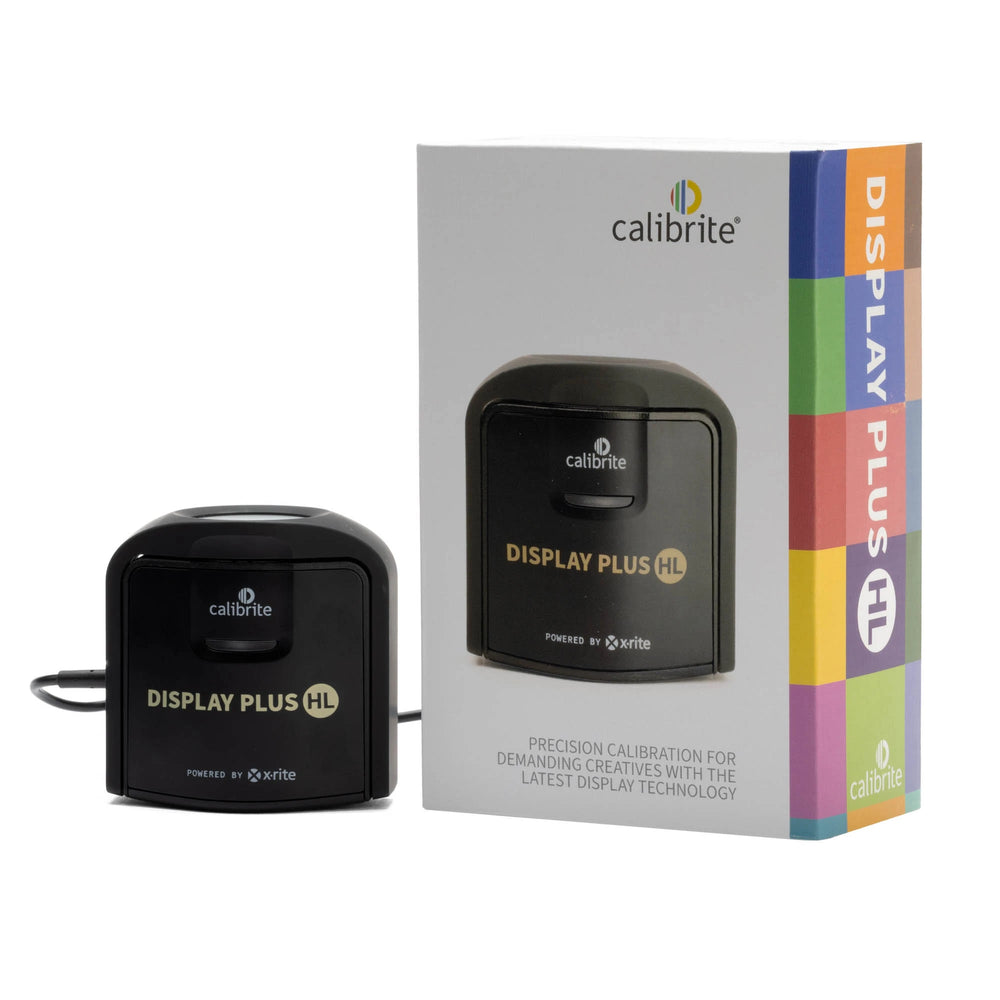 Display Plus HL colorimeter with retail box, black device and calibration label