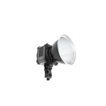 Lumină video LED, cap cu reflector argintiu și carcasă neagră