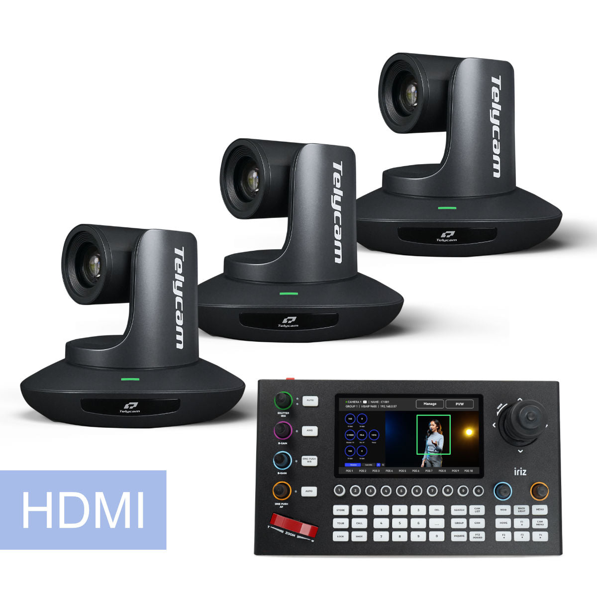 Telycam Drive Production Kit HDMI, 3 camere PTZ Full HD și controller, negru