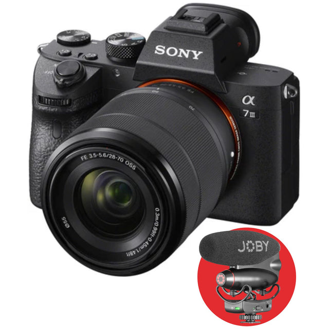 Aparat foto mirrorless Sony cu obiectiv 28–70 mm, carcasă neagră
