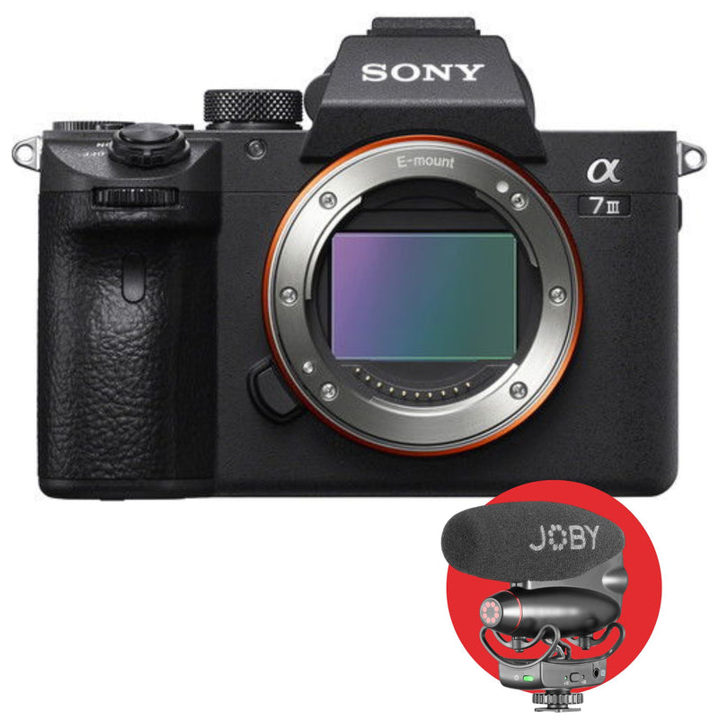 Aparat foto mirrorless Sony α 7 III, carcasă neagră, detaliu zonă accesorii
