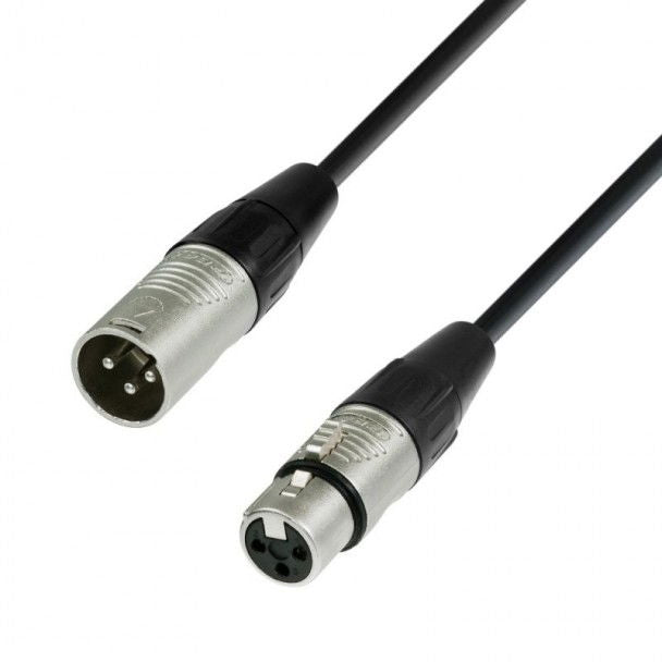Black XLR microphone cable with male-to-female connectors