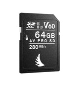 64GB AV PRO SD card with V60 and 280MB/s speed rating, front view