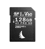 128GB AV Pro SDXC UHS-II V60 SD card, black face, 280MB/s read speed