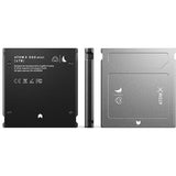 AtomX SSDmini 1TB external SSD, rear label and side ports, gray metal casing