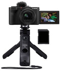 Aparat foto compact Canon cu ecran rabatabil și trepied pentru vlogging, negru