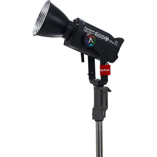 Aputure LS 600c Pro II LED panel light with barn doors and diffuser head
