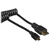 Cablu HDMI micro-HDMI spiralat negru, conectori aurii, 30 cm