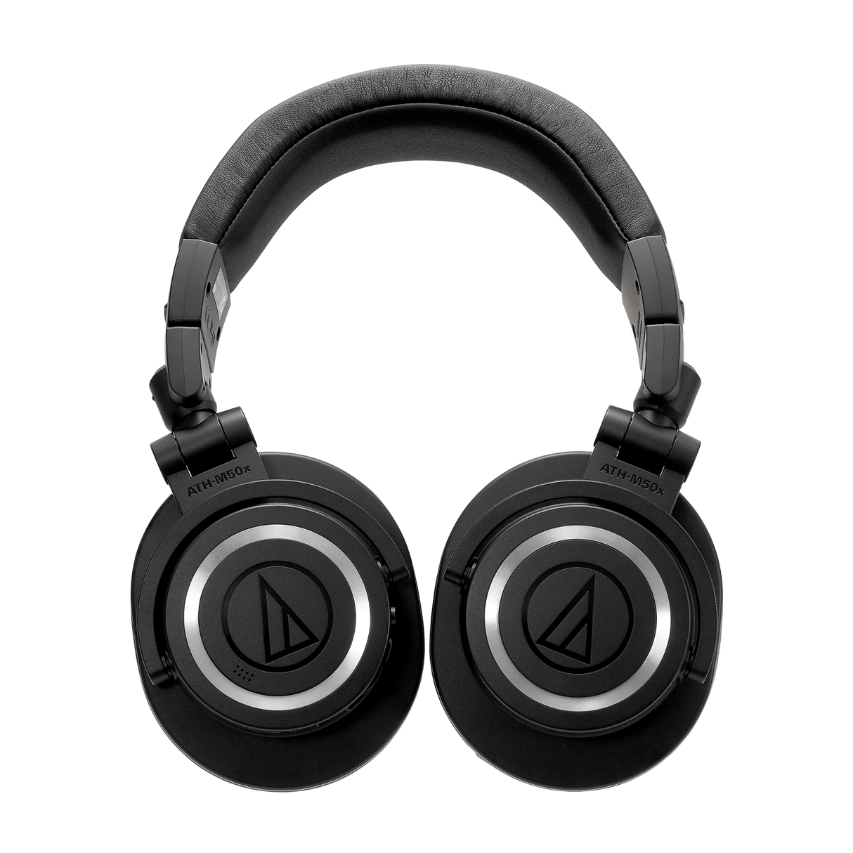 Pair of black over-ear Bluetooth headphones with illuminated ring on ear cups