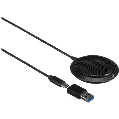USB cable and omnidirectional microphone capsule, black with round mesh top