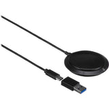 USB cable and omnidirectional microphone capsule, black with round mesh top