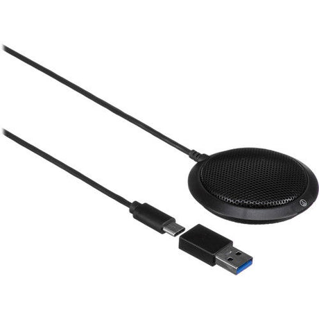 USB cable and omnidirectional microphone capsule, black with round mesh top
