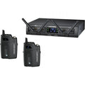 Wireless microphone set with rack receiver and two handheld transmitters with antennas