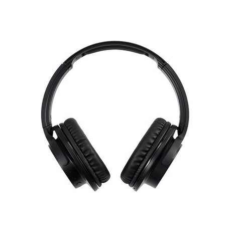 Casti Bluetooth over-ear negre cu anulare a zgomotului, vedere de sus a castilor.