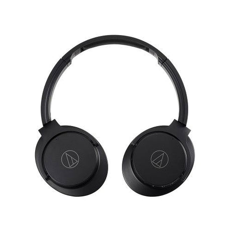 Casti Bluetooth over-ear negre cu anulare a zgomotului, doua cupe cu logo.