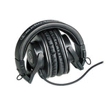 Căști audio cu pernă pentru urechi negre și cupă neagră, vedere laterală, cablu inclus