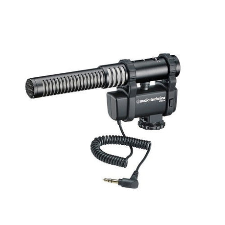 Cardioid stereo/mono shotgun microphone with mount and coiled cable
