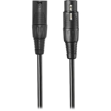 Two cable ends with matching connector plugs, black strain relief and molded cable