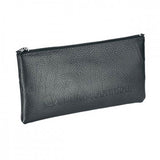Black zippered storage case with embossed logo