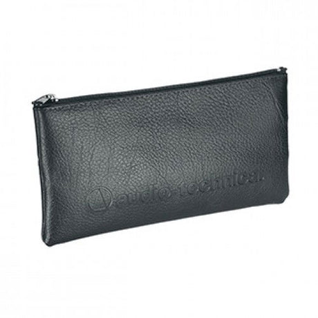 Black zippered storage case with embossed logo
