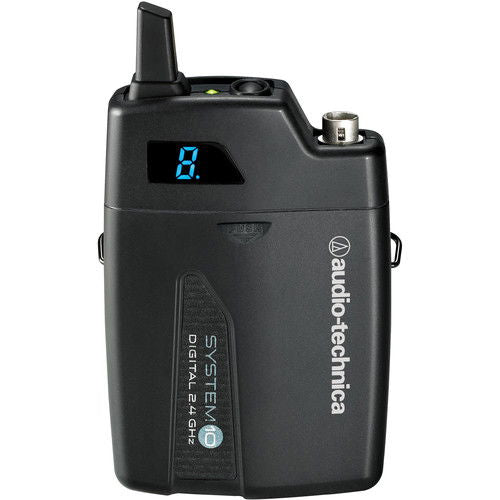 Wireless handheld transmitter with LED screen and top antenna, black