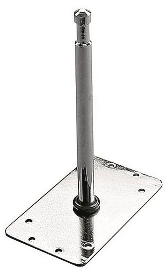 Placă metalică cu picior central și prindere pentru țeavă/spigot 16 mm
