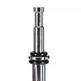Close-up of chrome riser joint with black rubber spacer