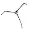 C-stand turtle base, chrome finish with three folding legs and mounting head