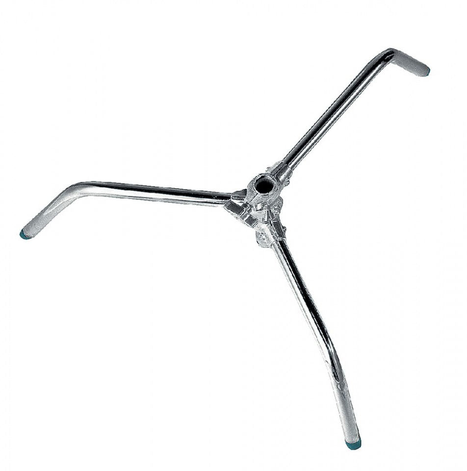 C-stand turtle base, chrome finish with three folding legs and mounting head