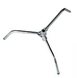 C-stand turtle base, chrome finish with three folding legs and mounting head