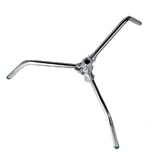 C-stand turtle base, chrome finish with three folding legs and mounting head