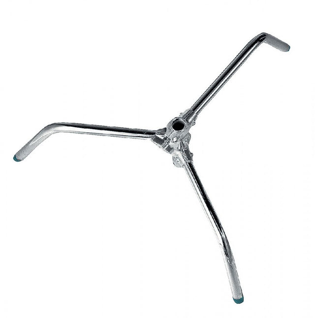 C-stand turtle base, chrome finish with three folding legs and mounting head