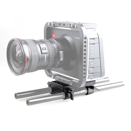 Placă de bază neagră cu prinderi laterale pentru tije de 15 mm