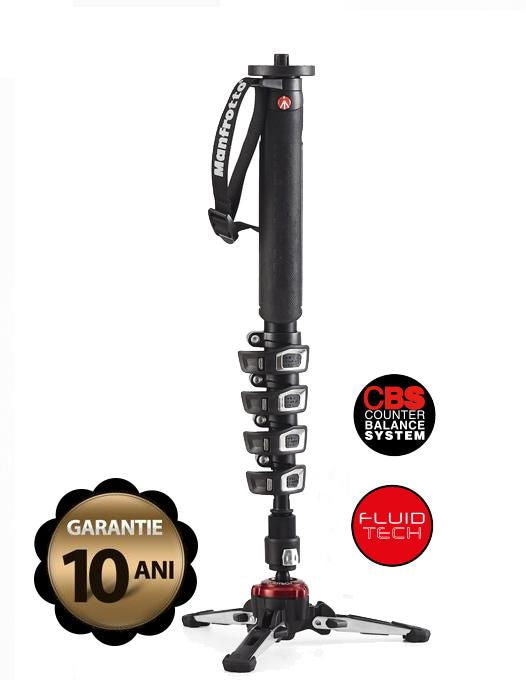Black video fluid monopod with strap and multi-position leg base