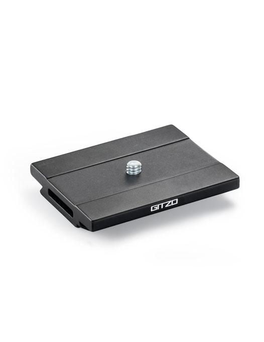 Quick release plate with mounting screw and side notches, dark metal