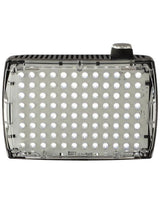 Lampa video LED cu grilaj superior și panou transparent cu diode albe.