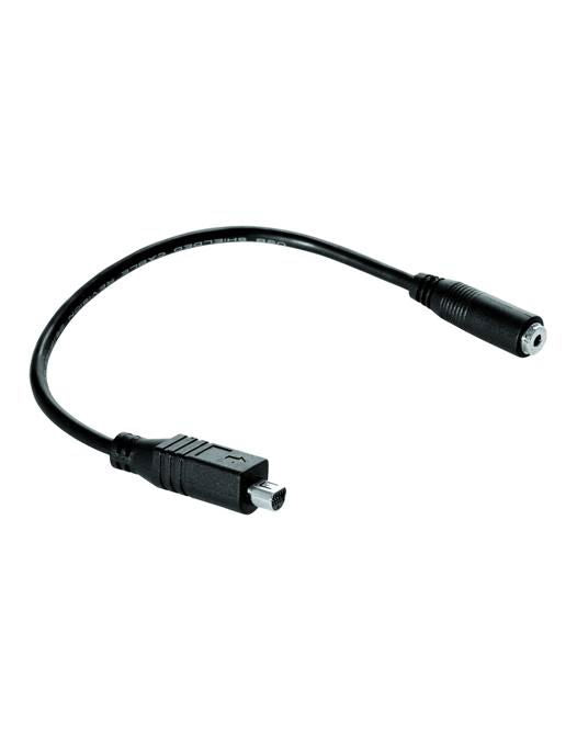 AV/LANC cable adaptor with black two-way connectors, LANC jack and AV plug