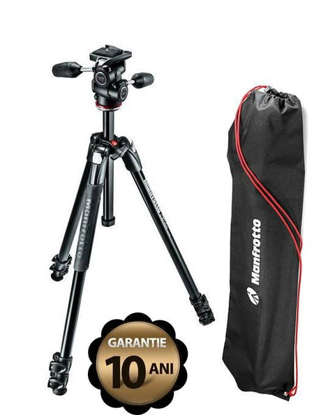 Tripod with 3-way photo head and black carrying case; extended legs