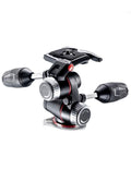 3-way photo tripod head with retractable handles, black and red friction knobs