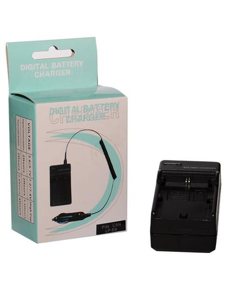 Canon LP-E6 battery charger kit: travel charger, dock, and cable