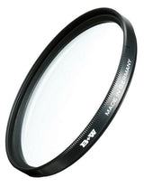Side view of circular polarizing lens filter with engraved text on black ring