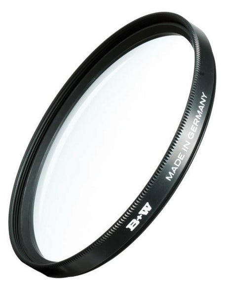 Side view of circular polarizing lens filter with engraved text on black ring