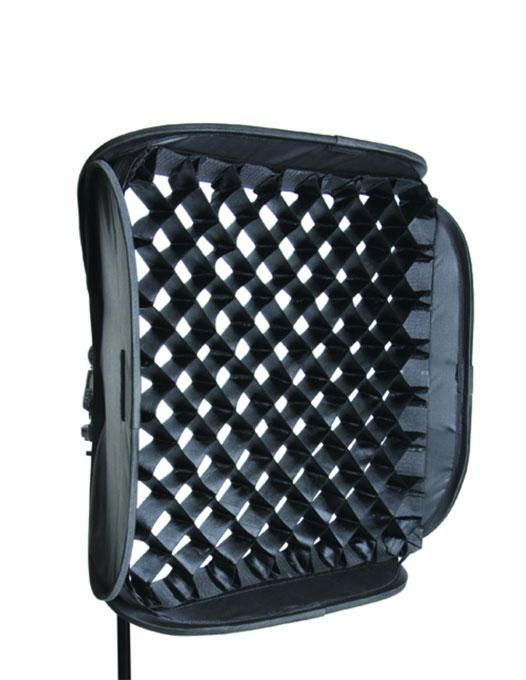 Grilaj tip fagure negru pentru softbox, ramă pătrată, vedere frontală