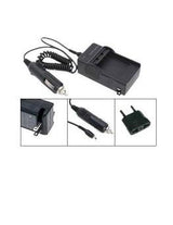 Battery charger kit with coiled cable and interchangeable AC plugs for Canon LP-E6