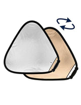 75cm triangular Trigrip reflector, white and gold faces with black frame